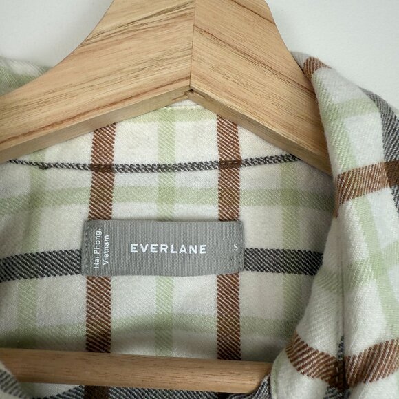 Everlane Boxy Button Front Cotton Flannel Plaid Oversized Long Sleeve Shirt S - Picture 6 of 8